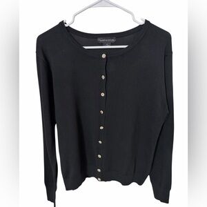 Karson & Taylor Black Jewel Button Cardigan Sweater XL | Classic Knit Top